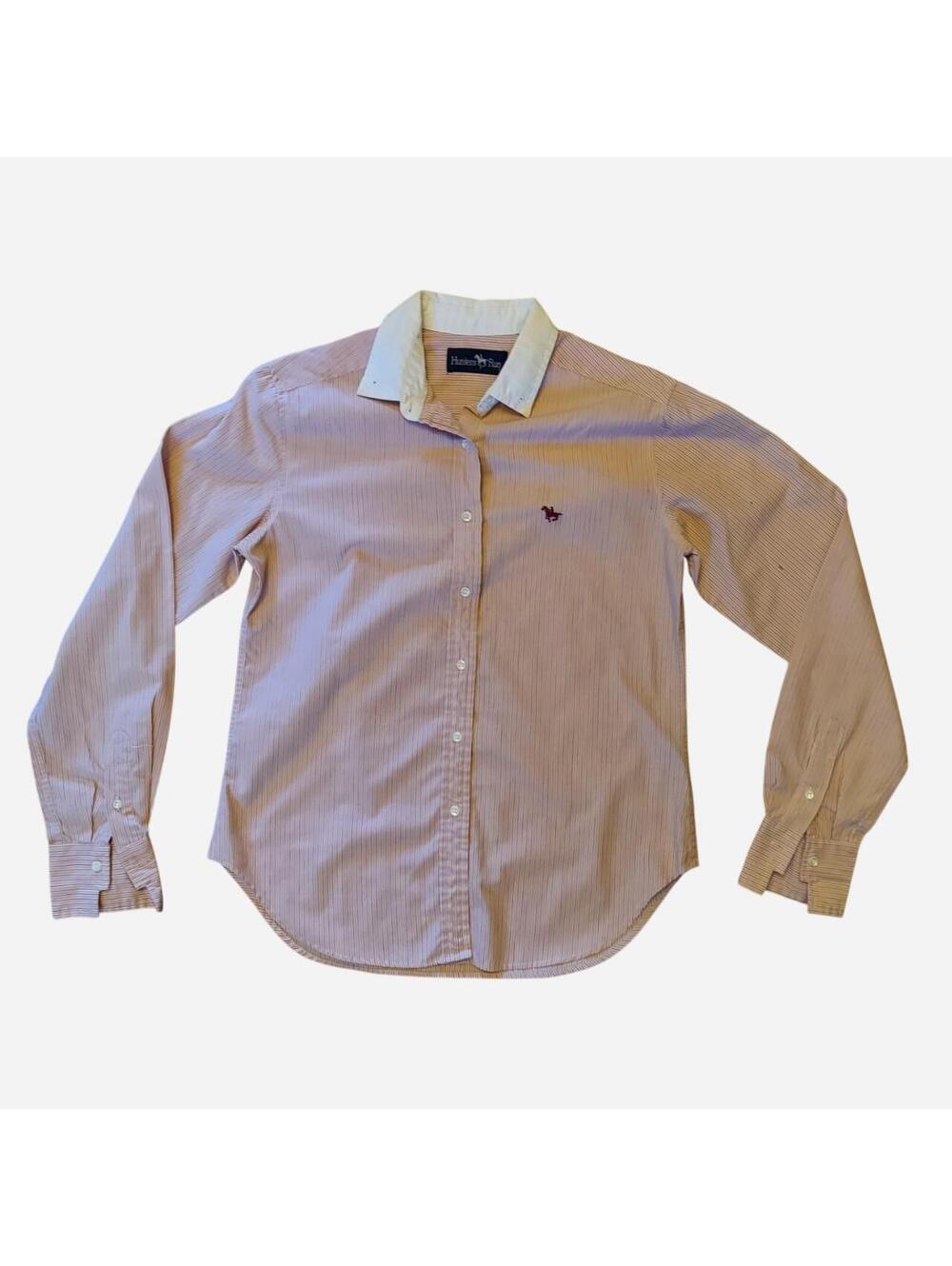 Hunters Run Pink & White Vertical Striped Button Up Shirt